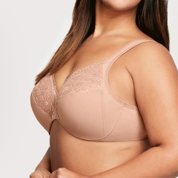 Glamorise Low Cut WonderWire Lace Bra | style 1240 | Cappuccino - Picture 3 of 13